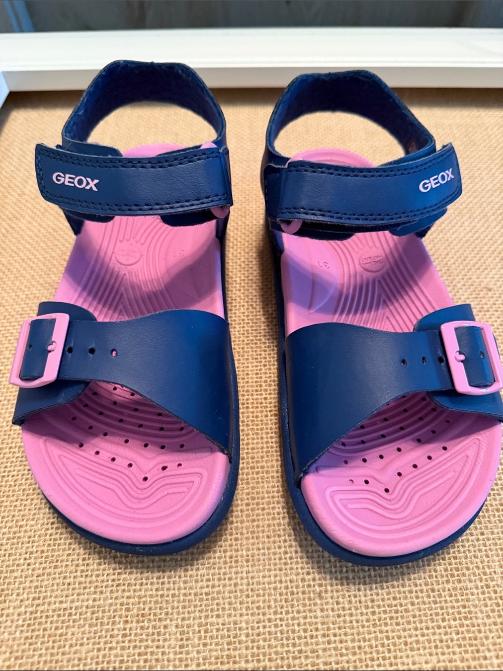 Geox Kids Navy and Pink Adjustable Strap Sandals